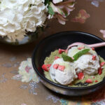 heuk-imja ice cream with nokcha crumble