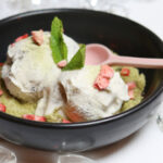 heuk-imja ice cream with nokcha crumble